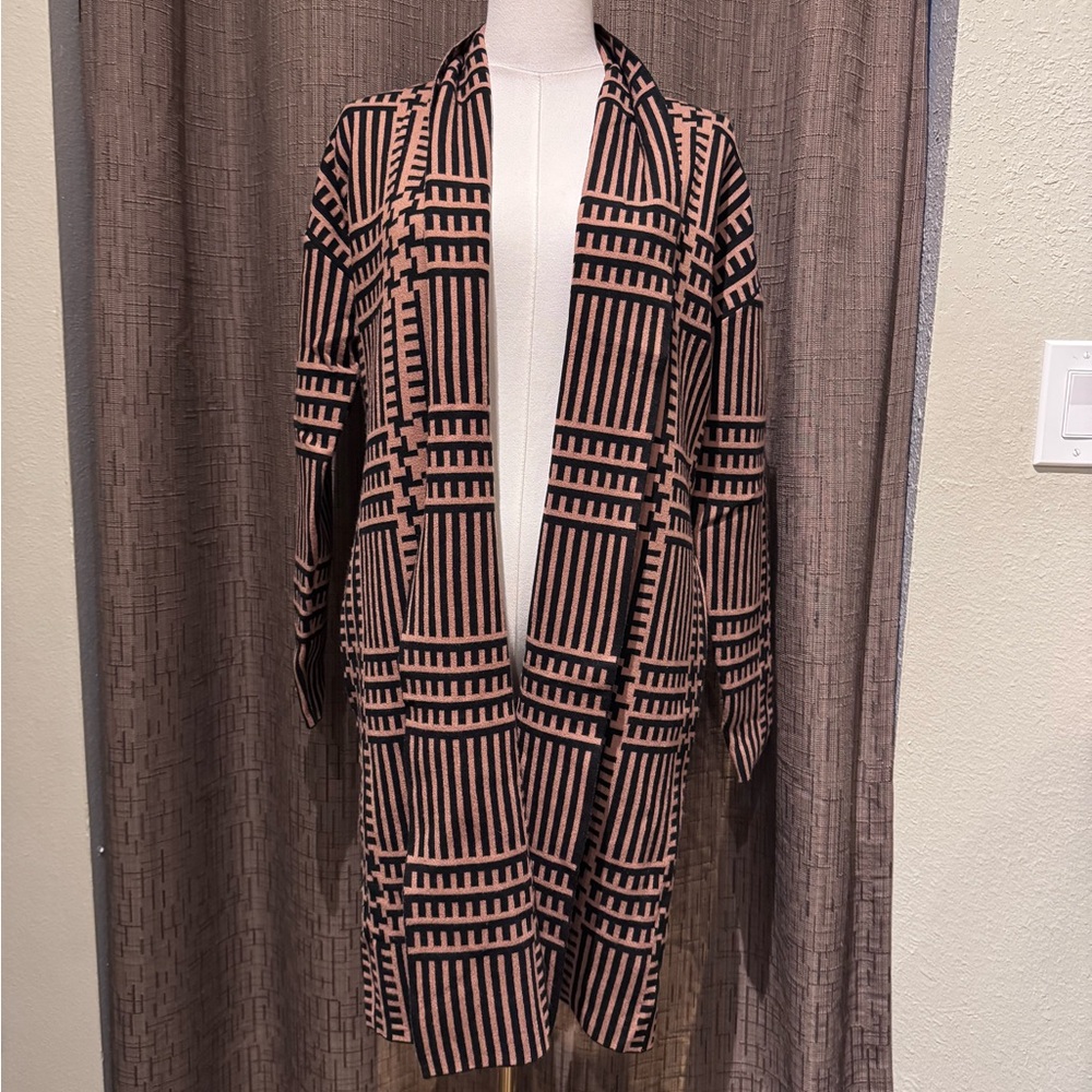 PREMISE Long Black and Brown Open Cardigan/Sweater - Size S/P - Picture 2 of 8